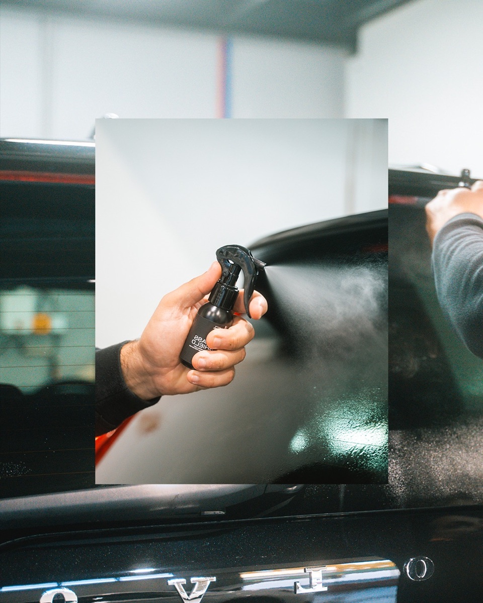 Protective product being sprayed on car paint